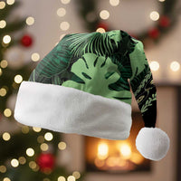 Green Hawaii Kukui Nut Lei Christmas Santa Hat Hawaiian Pattern Monstera Tropical Vibes - Polynesian Pride