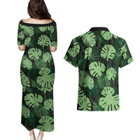 Green Hawaii Kukui Nut Lei Couples Matching Puletasi and Hawaiian Shirt Hawaiian Pattern Monstera Tropical Vibes - Polynesian Pride