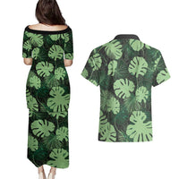 Green Hawaii Kukui Nut Lei Couples Matching Puletasi and Hawaiian Shirt Hawaiian Pattern Monstera Tropical Vibes - Polynesian Pride
