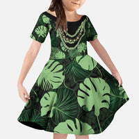 Green Hawaii Kukui Nut Lei Family Matching Mermaid Dress and Hawaiian Shirt Hawaiian Pattern Monstera Tropical Vibes - Polynesian Pride