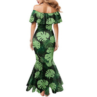 Green Hawaii Kukui Nut Lei Family Matching Mermaid Dress and Hawaiian Shirt Hawaiian Pattern Monstera Tropical Vibes - Polynesian Pride