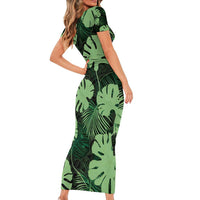 Green Hawaii Kukui Nut Lei Family Matching Short Sleeve Bodycon Dress and Hawaiian Shirt Hawaiian Pattern Monstera Tropical Vibes - Polynesian Pride