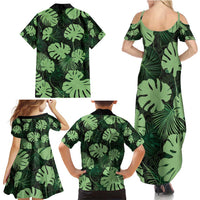 Green Hawaii Kukui Nut Lei Family Matching Summer Maxi Dress and Hawaiian Shirt Hawaiian Pattern Monstera Tropical Vibes - Polynesian Pride