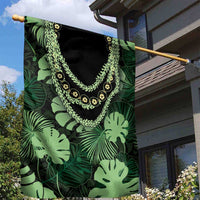 Green Hawaii Kukui Nut Lei Garden Flag Hawaiian Pattern Monstera Tropical Vibes - Polynesian Pride