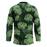 Green Hawaii Kukui Nut Lei Hockey Jersey Hawaiian Pattern Monstera Tropical Vibes - Polynesian Pride
