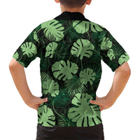 Green Hawaii Kukui Nut Lei Kid Hawaiian Shirt Hawaiian Pattern Monstera Tropical Vibes - Polynesian Pride