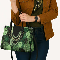 Green Hawaii Kukui Nut Lei Leather Bag Hawaiian Pattern Monstera Tropical Vibes - Polynesian Pride