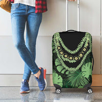 Green Hawaii Kukui Nut Lei Luggage Cover Hawaiian Pattern Monstera Tropical Vibes - Polynesian Pride