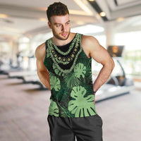 Green Hawaii Kukui Nut Lei Men Tank Top Hawaiian Pattern Monstera Tropical Vibes - Polynesian Pride