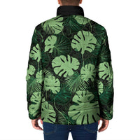 Green Hawaii Kukui Nut Lei Padded Jacket Hawaiian Pattern Monstera Tropical Vibes - Polynesian Pride