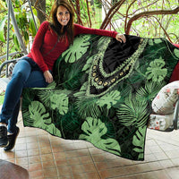 Green Hawaii Kukui Nut Lei Quilt Hawaiian Pattern Monstera Tropical Vibes - Polynesian Pride