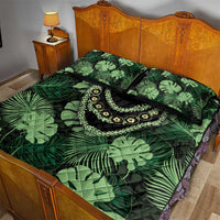 Green Hawaii Kukui Nut Lei Quilt Bed Set Hawaiian Pattern Monstera Tropical Vibes - Polynesian Pride