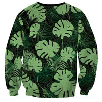 Green Hawaii Kukui Nut Lei Sweatshirt Hawaiian Pattern Monstera Tropical Vibes - Polynesian Pride