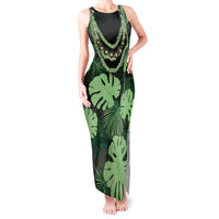 Green Hawaii Kukui Nut Lei Tank Maxi Dress Hawaiian Pattern Monstera Tropical Vibes - Polynesian Pride