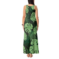Green Hawaii Kukui Nut Lei Tank Maxi Dress Hawaiian Pattern Monstera Tropical Vibes - Polynesian Pride