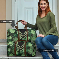 Green Hawaii Kukui Nut Lei Travel Bag Hawaiian Pattern Monstera Tropical Vibes - Polynesian Pride