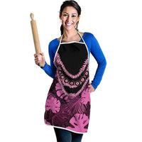 Pink Hawaii Kukui Nut Lei Apron Hawaiian Pattern Monstera Tropical Vibes - Polynesian Pride