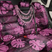 Pink Hawaii Kukui Nut Lei Back Car Seat Cover Hawaiian Pattern Monstera Tropical Vibes - Polynesian Pride