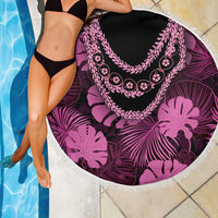 Pink Hawaii Kukui Nut Lei Beach Blanket Hawaiian Pattern Monstera Tropical Vibes - Polynesian Pride