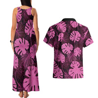 Pink Hawaii Kukui Nut Lei Couples Matching Tank Maxi Dress and Hawaiian Shirt Hawaiian Pattern Monstera Tropical Vibes - Polynesian Pride