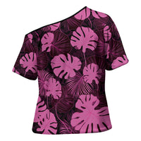 Pink Hawaii Kukui Nut Lei Cross Shoulder Shirt Hawaiian Pattern Monstera Tropical Vibes LT14 - Polynesian Pride