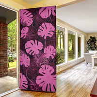Pink Hawaii Kukui Nut Lei Door Cover Hawaiian Pattern Monstera Tropical Vibes - Polynesian Pride