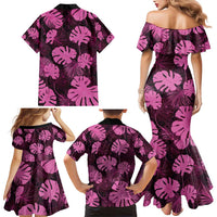 Pink Hawaii Kukui Nut Lei Family Matching Mermaid Dress and Hawaiian Shirt Hawaiian Pattern Monstera Tropical Vibes - Polynesian Pride