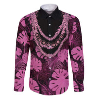 Pink Hawaii Kukui Nut Lei Family Matching Mermaid Dress and Hawaiian Shirt Hawaiian Pattern Monstera Tropical Vibes - Polynesian Pride