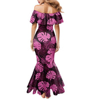 Pink Hawaii Kukui Nut Lei Family Matching Mermaid Dress and Hawaiian Shirt Hawaiian Pattern Monstera Tropical Vibes - Polynesian Pride