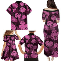 Pink Hawaii Kukui Nut Lei Family Matching Puletasi and Hawaiian Shirt Hawaiian Pattern Monstera Tropical Vibes - Polynesian Pride