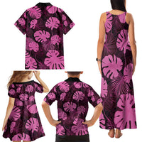 Pink Hawaii Kukui Nut Lei Family Matching Tank Maxi Dress and Hawaiian Shirt Hawaiian Pattern Monstera Tropical Vibes - Polynesian Pride