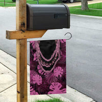 Pink Hawaii Kukui Nut Lei Garden Flag Hawaiian Pattern Monstera Tropical Vibes - Polynesian Pride