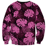 Pink Hawaii Kukui Nut Lei Sweatshirt Hawaiian Pattern Monstera Tropical Vibes - Polynesian Pride