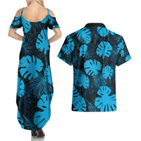 Blue Hawaii Kukui Nut Lei Couples Matching Summer Maxi Dress and Hawaiian Shirt Hawaiian Pattern Monstera Tropical Vibes - Polynesian Pride