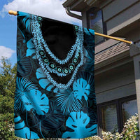 Blue Hawaii Kukui Nut Lei Garden Flag Hawaiian Pattern Monstera Tropical Vibes - Polynesian Pride