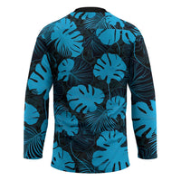 Blue Hawaii Kukui Nut Lei Hockey Jersey Hawaiian Pattern Monstera Tropical Vibes - Polynesian Pride