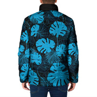 Blue Hawaii Kukui Nut Lei Padded Jacket Hawaiian Pattern Monstera Tropical Vibes - Polynesian Pride