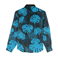 Blue Hawaii Kukui Nut Lei Women Casual Shirt Hawaiian Pattern Monstera Tropical Vibes - Polynesian Pride