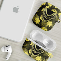 Yellow Hawaii Kukui Nut Lei AirPods Case Hawaiian Pattern Monstera Tropical Vibes - undefined