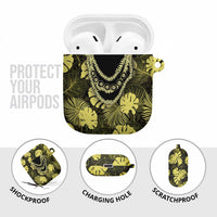 Yellow Hawaii Kukui Nut Lei AirPods Case Hawaiian Pattern Monstera Tropical Vibes - undefined