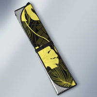Yellow Hawaii Kukui Nut Lei Auto Sun Shade Hawaiian Pattern Monstera Tropical Vibes - Polynesian Pride