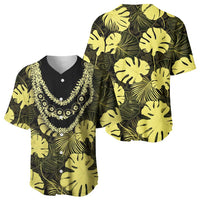 Yellow Hawaii Kukui Nut Lei Baseball Jersey Hawaiian Pattern Monstera Tropical Vibes LT14 - Polynesian Pride