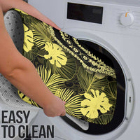 Yellow Hawaii Kukui Nut Lei Bathroom Set Hawaiian Pattern Monstera Tropical Vibes - Polynesian Pride