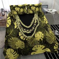 Yellow Hawaii Kukui Nut Lei Bedding Set Hawaiian Pattern Monstera Tropical Vibes - Polynesian Pride