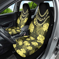 Yellow Hawaii Kukui Nut Lei Car Seat Cover Hawaiian Pattern Monstera Tropical Vibes - Polynesian Pride