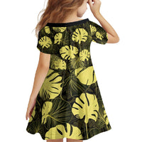 Yellow Hawaii Kukui Nut Lei Family Matching Long Sleeve Bodycon Dress and Hawaiian Shirt Hawaiian Pattern Monstera Tropical Vibes - Polynesian Pride