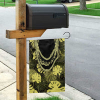 Yellow Hawaii Kukui Nut Lei Garden Flag Hawaiian Pattern Monstera Tropical Vibes - Polynesian Pride