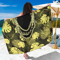 Yellow Hawaii Kukui Nut Lei Sarong Hawaiian Pattern Monstera Tropical Vibes - Polynesian Pride