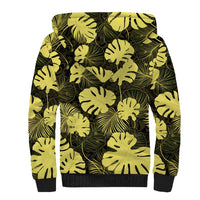 Yellow Hawaii Kukui Nut Lei Sherpa Hoodie Hawaiian Pattern Monstera Tropical Vibes - Polynesian Pride