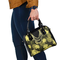 Yellow Hawaii Kukui Nut Lei Shoulder Handbag Hawaiian Pattern Monstera Tropical Vibes - Polynesian Pride